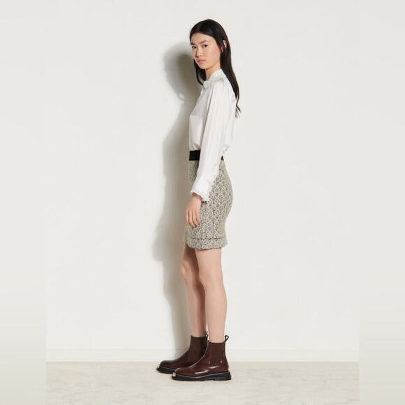 SANDRO PARIS NWOT Short Jacquard Knit Wool Blend Skirt $300 MSRP Size 4 - Picture 8 of 14